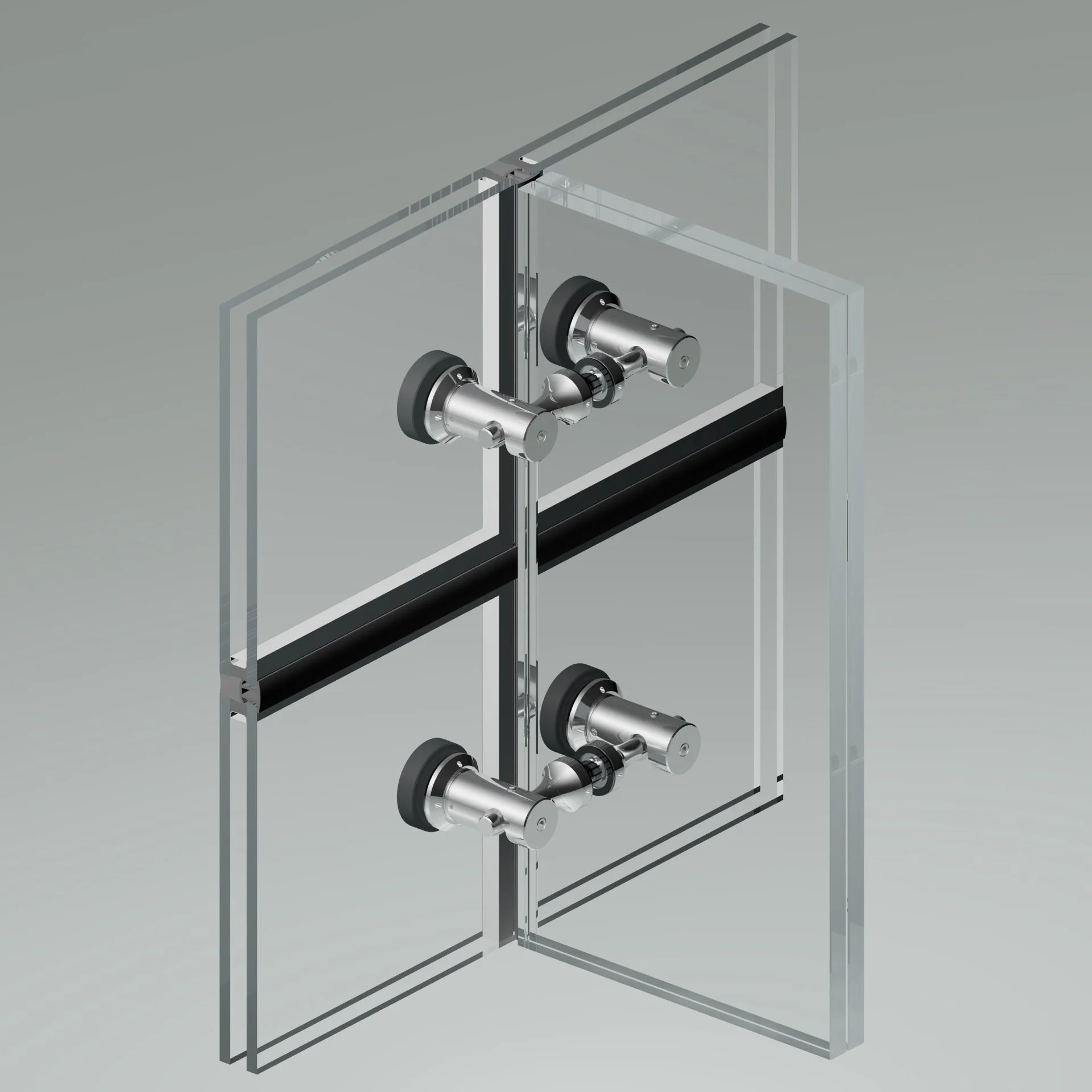 Glass fin wall with shank fitting